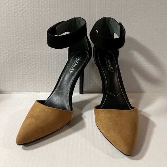 Charles by Charles David Brown Black Strap High heels Pointed toe Women shoes - Picture 2 of 12